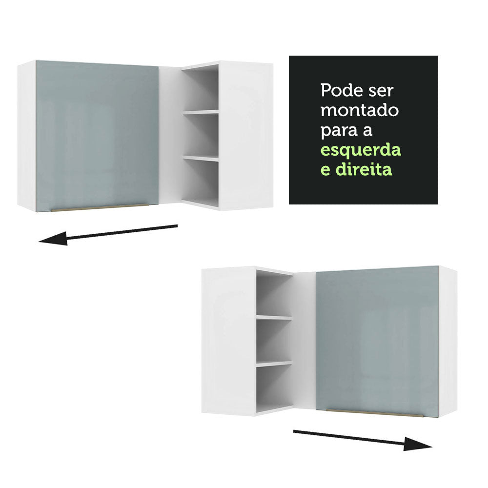Gabinete Superior Esquinero 166 cm 1 Puerta 3 Nichos Blanco/Gris Lux Madesa