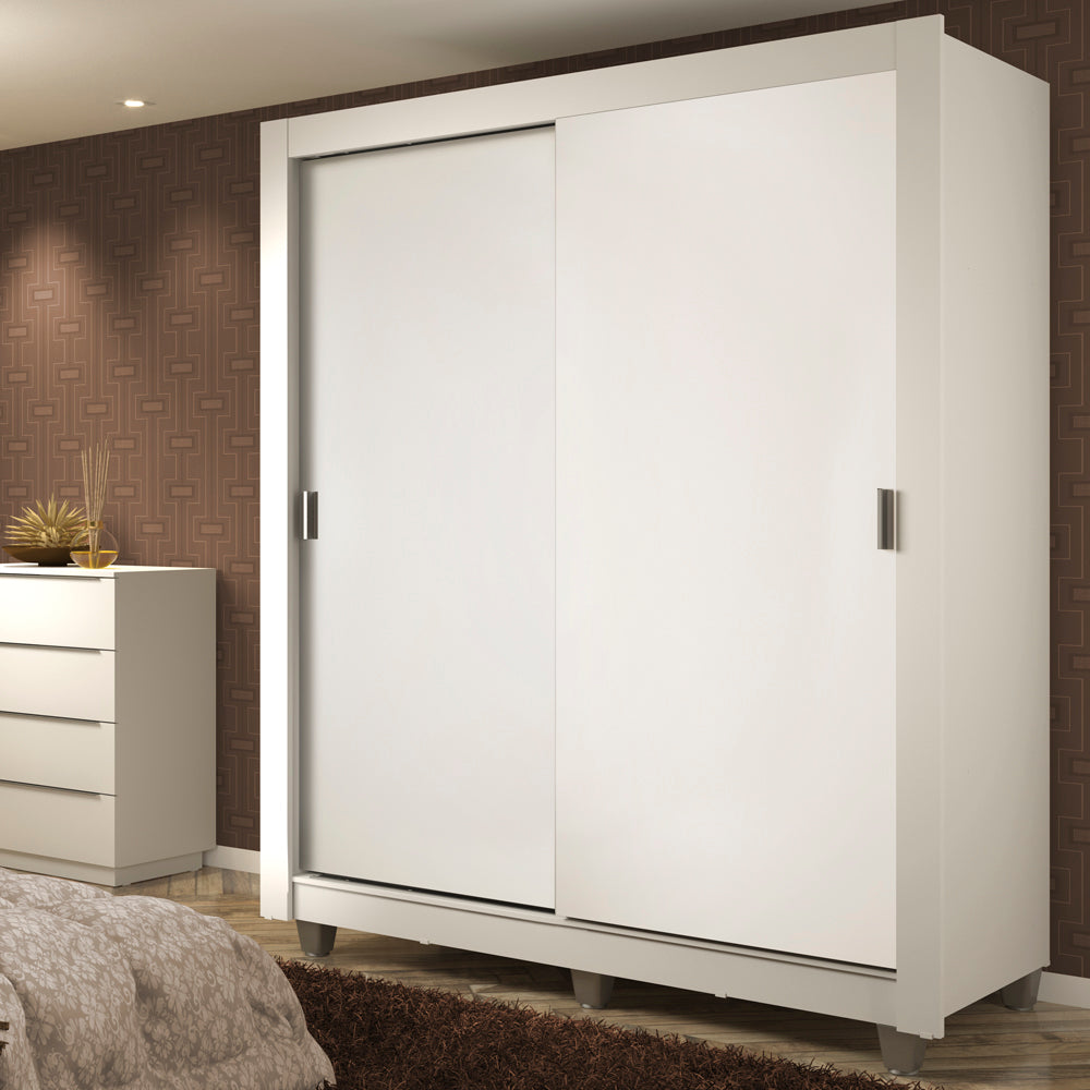 Clóset Soltero Dallas Plus 2 Puertas Correderas 4 Cajones con Patas Blanco