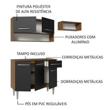 Cocina Integral 165cm Marrón/Negro Emilly 07