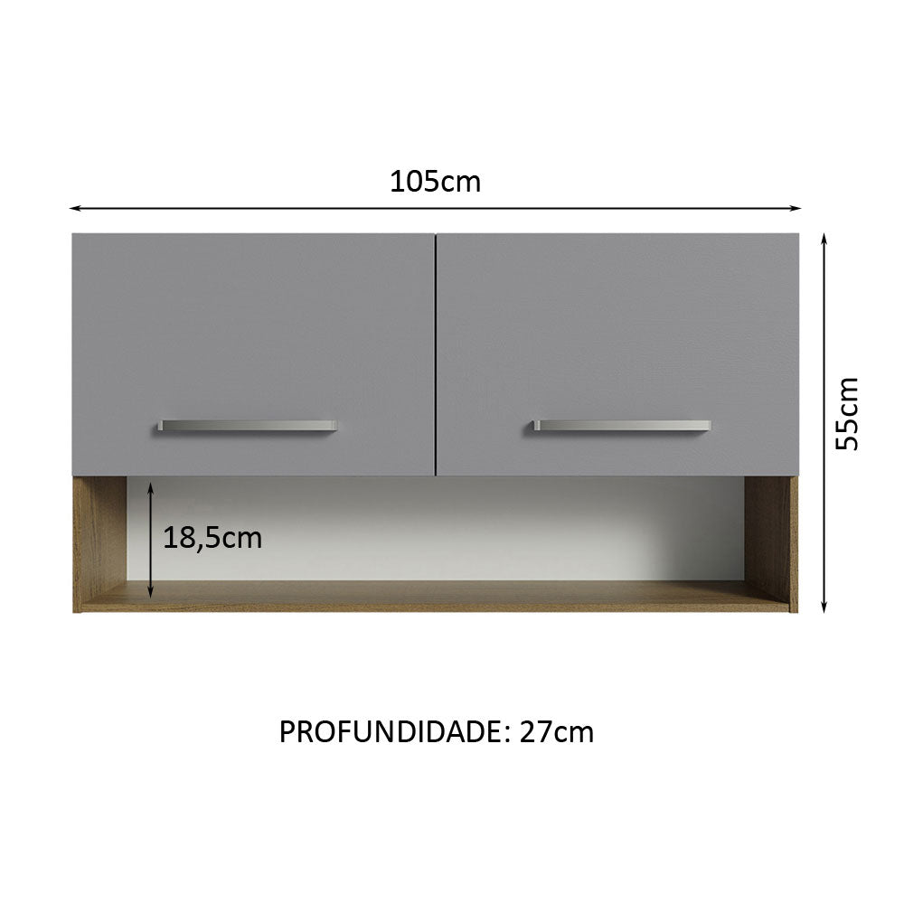 Gabinete Superior 105 cm 2 Puertas 1 Nicho Marrón/Gris Emilly Madesa