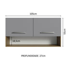 Gabinete Superior 105 cm 2 Puertas 1 Nicho Marrón/Gris Emilly Madesa