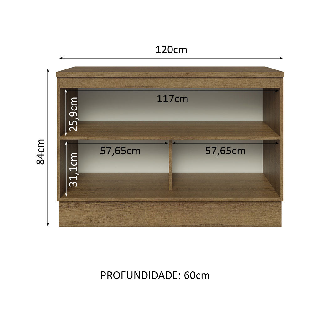 Gabinete Bajo 120 cm 2 Puertas Marrón/Negro Lux Madesa