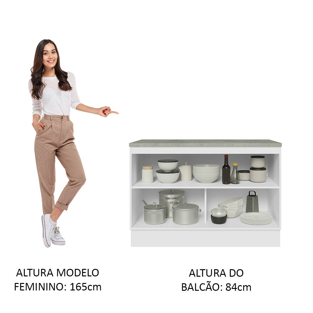 Gabinete Bajo 120 cm 2 Puertas Blanco/Gris Lux Madesa