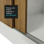 Clóset Matrimonial 170 cm 3 Puertas Corredizas 2 Cajones Blanco/Marrón Lyon Madesa