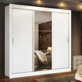 Clóset Matrimonial 170 cm 3 Puertas Corredizas Con 1 Espejo 4 Cajones Blanco Lyon Madesa