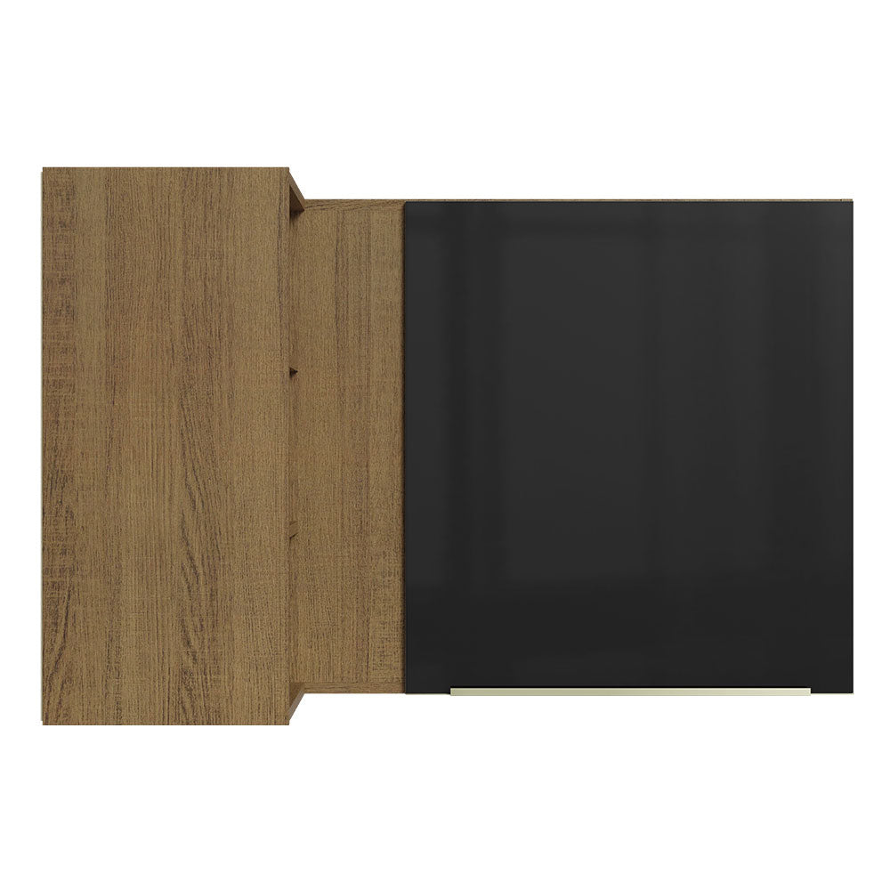 Gabinete Superior Esquinero 166 cm 1 Puerta 3 Nichos Marrón/Negro Lux Madesa