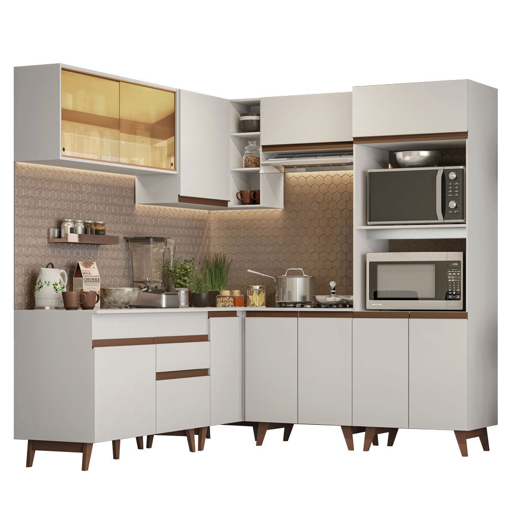 Cocina Integral de Esquina 402cm Blanco Reims Madesa 01