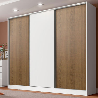 Clóset Matrimonial 231 cm 3 Puertas Corredizas 100% MDF Blanco/Marrón Royale Madesa