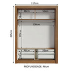 Clóset Soltero 117 cm 2 Puertas Corredizas 4 Cajones Marrón/Negro Dallas Madesa
