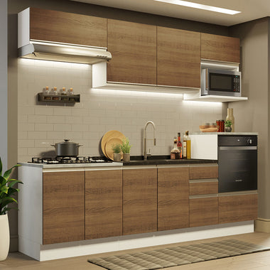 Cocina Integral 260 cm Blanco/Marrón Glamy Madesa