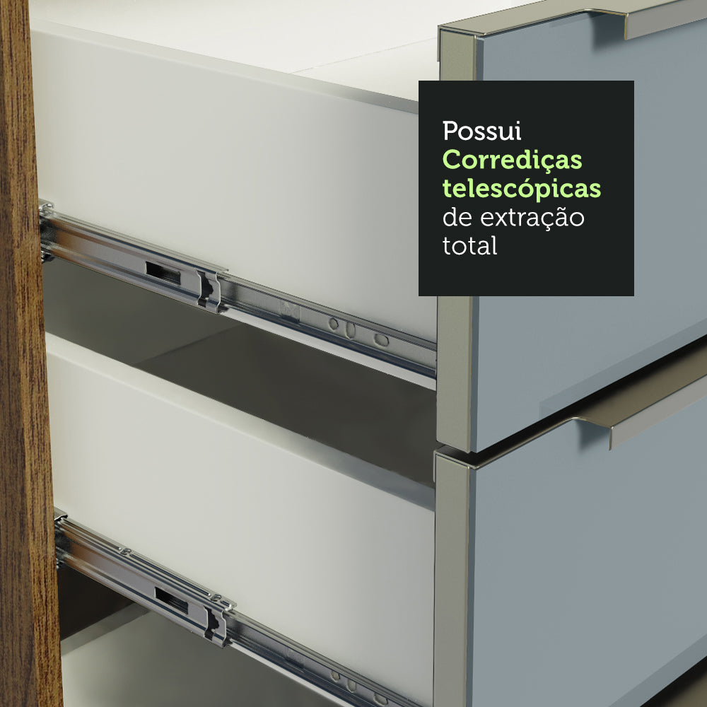 Gabinete Bajo 60 cm 3 Cajones Marrón/Gris Lux Madesa