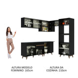 Cocina Integral Esquinera 402cm Negro Reims Madesa 02