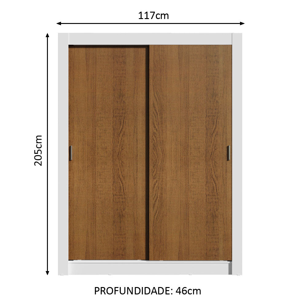 Clóset Soltero 117 cm 2 Puertas Corredizas Blanco/Marrón Denver Madesa