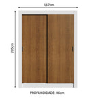 Clóset Soltero 117 cm 2 Puertas Corredizas Blanco/Marrón Denver Madesa