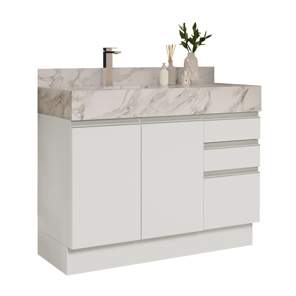 Gabinete para Baño 120cm 2 Puertas 3 Cajones Blanco Madesa