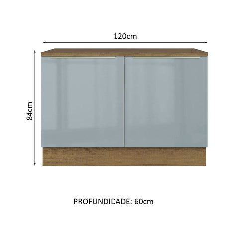 Gabinete Bajo para Fregadero 120 x 60 cm 2 Puertas (Con Encimera) Marrón/Gris Lux