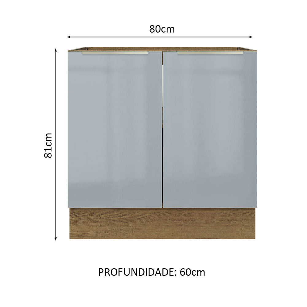 Gabinete Bajo Lux 80 cm 2 Puertas (Sin Encimera) Marrón/Gris