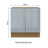 Gabinete Bajo Lux 80 cm 2 Puertas (Sin Encimera) Marrón/Gris