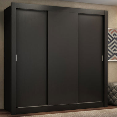 Clóset Matrimonial 170 cm 3 Puertas Corredizas 4 Cajones Negro Lyon Madesa