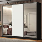 Clóset Matrimonial 231 cm 3 Puertas Corredizas Con 2 Espejos 100% MDF Negro/Blanco Royale Madesa