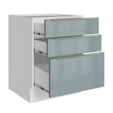 Gabinete Bajo 60 cm 3 Cajones Lux Blanco/Gris