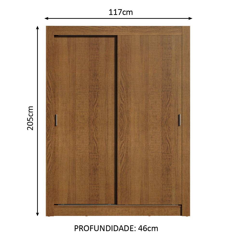 Clóset Soltero 117 cm 2 Puertas Corredizas 4 Cajones Marrón Dallas Madesa