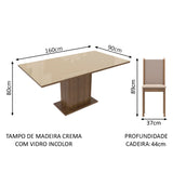 Comedor Moscú Plus Mesa Encimera de Vidrio con 6 Sillas Marrón/Crema/Sintético Beige