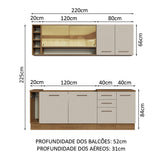 Cocina Integral 220cm Marrón/Crema Agata de Thêmis