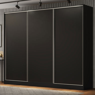 Clóset Matrimonial 231 cm 3 Puertas Corredizas 100% MDF Negro Royale Madesa