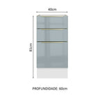 Gabinete Bajo 40 cm 3 Cajones Sin Encimera Blanco/Gris Lux Madesa