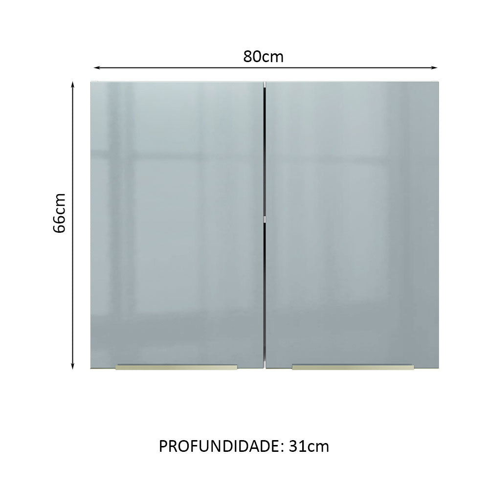 Gabinete Superior 80 cm 2 Puertas Blanco/Gris Lux Madesa