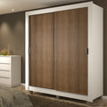 Clóset Soltero Dallas Plus 2 Puertas Corredizas 4 Cajones con Patas Blanco/Marrón