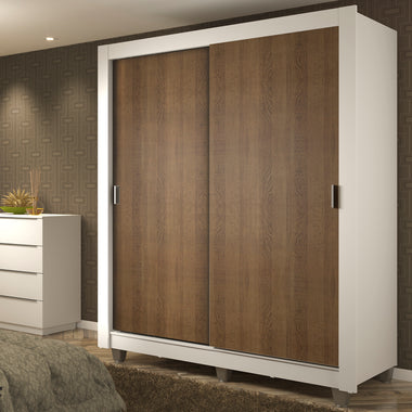 Clóset Soltero Dallas Plus 2 Puertas Corredizas 4 Cajones con Patas Blanco/Marrón