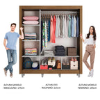 Clóset Matrimonial 170 cm 3 Puertas Corredizas Con 1 Espejo Marrón Monaco Madesa
