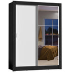 Clóset Soltero Dallas 2 Puertas Correderas con Espejo 2 Cajones Negro/Blanco