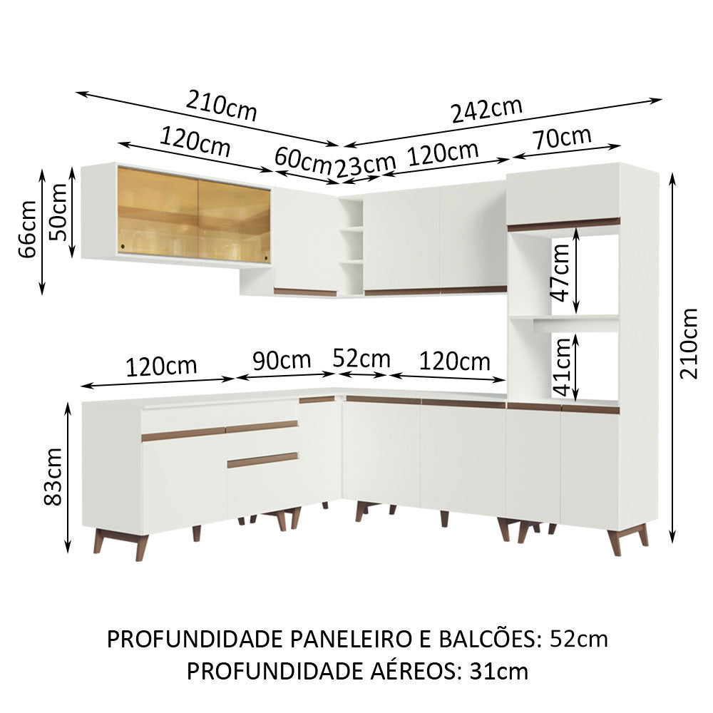 Cocina Integral Esquinera 452cm Blanco Reims Madesa 01