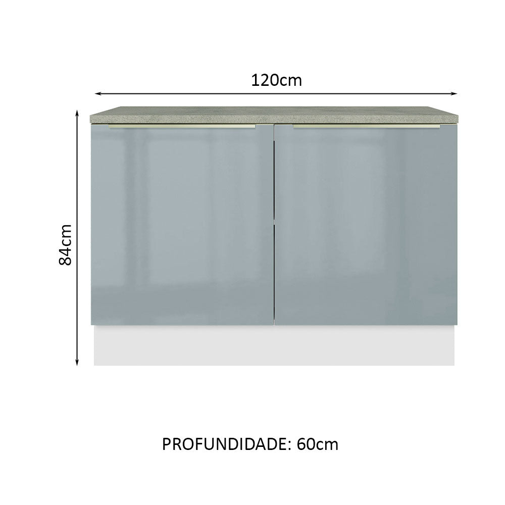 Gabinete Bajo 120 cm 2 Puertas Blanco/Gris Lux Madesa