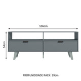 Mueble para TV hasta 55" con 2 Puertas Gris Oslo