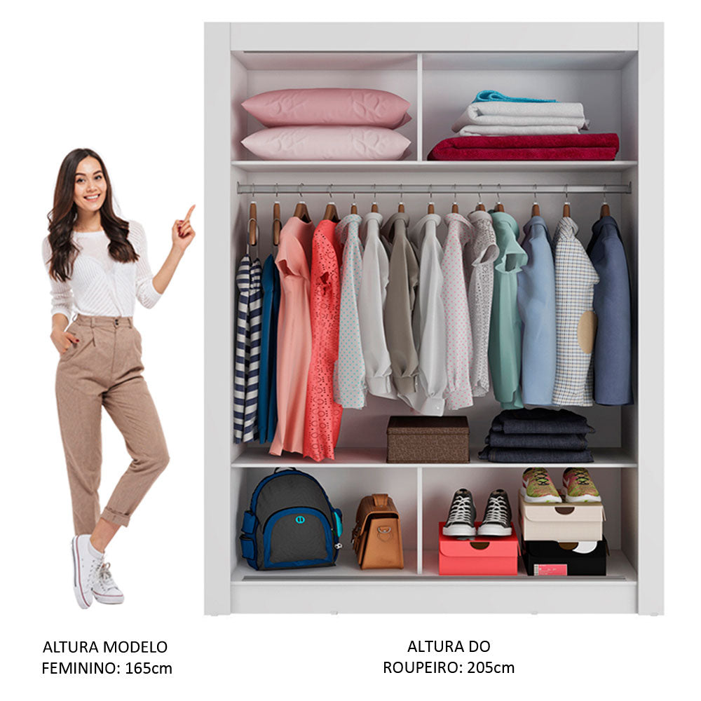 Clóset Soltero 117 cm 2 Puertas Corredizas Blanco/Marrón Denver Madesa