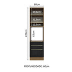 Mueble para Horno 60 cm 1 Puerta 3 Cajones Marrón/Negro Lux Madesa