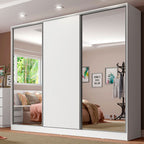 Clóset Matrimonial 231 cm 3 Puertas Corredizas Con 2 Espejos 100% MDF Blanco Royale Madesa