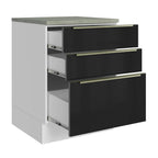 Gabinete Bajo 60 cm 3 Cajones Blanco/Negro Lux Madesa