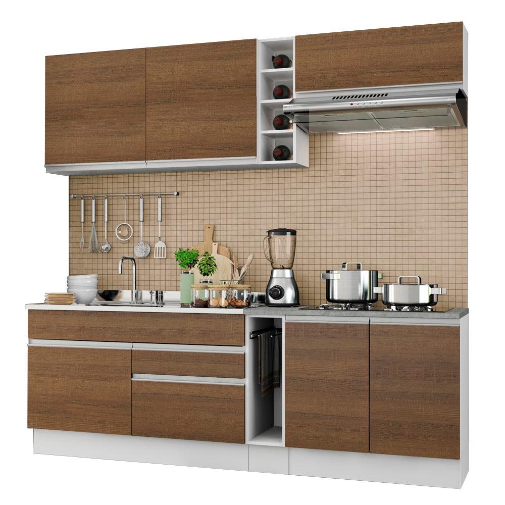 Cocina Integral 220cm Blanco/Marrón Parma 03