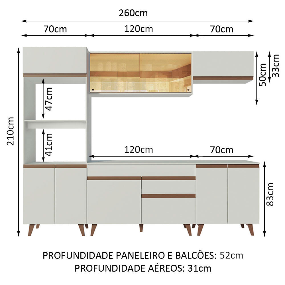 Cocina Integral 260cm Blanco Reims Madesa 02