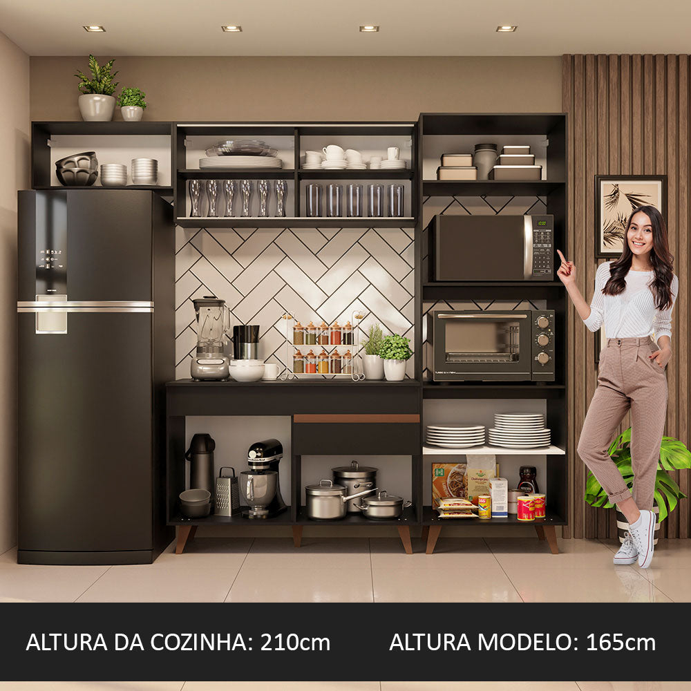 Cocina Integral 260cm Negro Reims Madesa 01