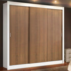 Clóset Matrimonial 170 cm 3 Puertas Corredizas 2 Cajones Blanco/Marrón Lyon Madesa