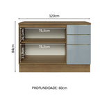 Gabinete Bajo 120 cm 2 Puertas 3 Cajones Marrón/Gris Lux Madesa