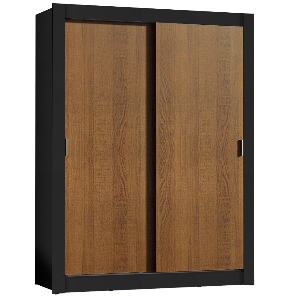 Clóset Soltero 117 cm 2 Puertas Corredizas 2 Cajones Negro/Marrón Dallas Madesa