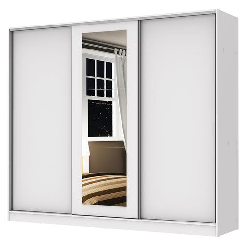 Clóset Matrimonial 100% MDF Eros 3 Puertas Correderas con Espejo Blanco