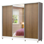 Clóset Matrimonial 231 cm 3 Puertas Corredizas Con 1 Espejo 100% MDF Blanco/Marrón Royale Madesa